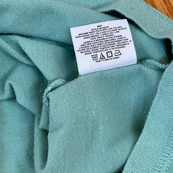 Tory Burch Lidia Polo Shirt Womens M Sage Green Button Ruffle Pima Cotton Modal - Picture 8 of 8